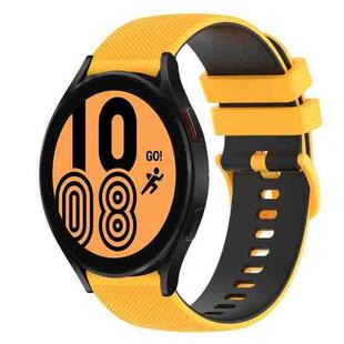 For Samsung Galaxy Watch4 44mm 20mm Checkered Two-Color Silicone Watch Band(Yellow+Black)