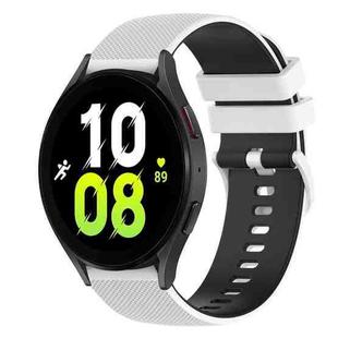 For Samsung Galaxy Watch5 40mm 20mm Checkered Two-Color Silicone Watch Band(White+Black)