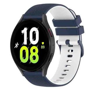 For Samsung Galaxy Watch5 40mm 20mm Checkered Two-Color Silicone Watch Band(Dark Blue+White)