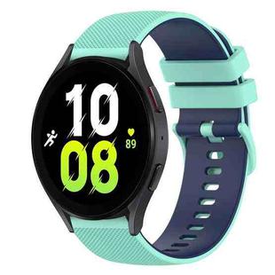 For Samsung Galaxy Watch5 40mm 20mm Checkered Two-Color Silicone Watch Band(Teal+Blue)