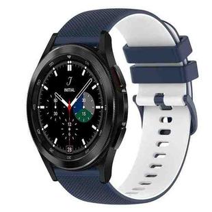 For Samsung  Galaxy Watch4 Classic 42mm 20mm Checkered Two-Color Silicone Watch Band(Dark Blue+White)