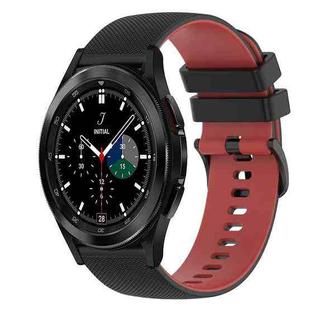 For Samsung  Galaxy Watch4 Classic 42mm 20mm Checkered Two-Color Silicone Watch Band(Black+Red)