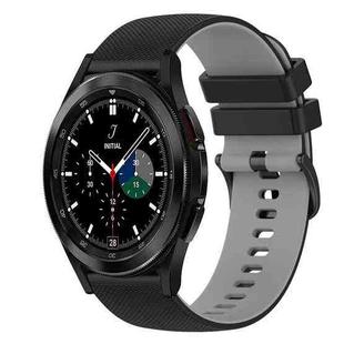 For Samsung  Galaxy Watch4 Classic 42mm 20mm Checkered Two-Color Silicone Watch Band(Black+Grey)