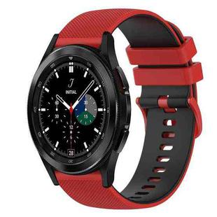 For Samsung  Galaxy Watch4 Classic 42mm 20mm Checkered Two-Color Silicone Watch Band(Red+Black)