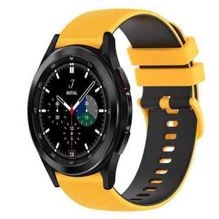 For Samsung  Galaxy Watch4 Classic 42mm 20mm Checkered Two-Color Silicone Watch Band(Yellow+Black)