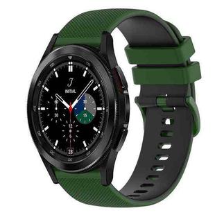 For Samsung  Galaxy Watch4 Classic 42mm 20mm Checkered Two-Color Silicone Watch Band(Amy Green+Black)