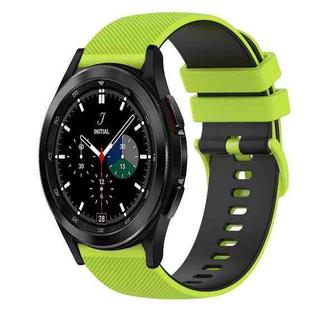 For Samsung  Galaxy Watch4 Classic 42mm 20mm Checkered Two-Color Silicone Watch Band(Lime Green+Black)