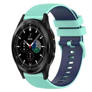 For Samsung  Galaxy Watch4 Classic 42mm 20mm Checkered Two-Color Silicone Watch Band(Teal+Blue)