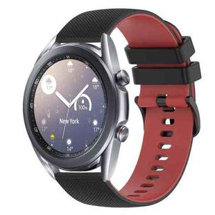 For Samsung Galaxy Watch3 41mm 20mm Checkered Two-Color Silicone Watch Band(Black+Red)