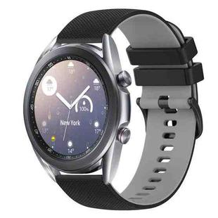 For Samsung Galaxy Watch3 41mm 20mm Checkered Two-Color Silicone Watch Band(Black+Grey)