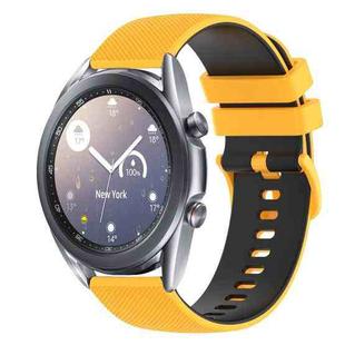 For Samsung Galaxy Watch3 41mm 20mm Checkered Two-Color Silicone Watch Band(Yellow+Black)