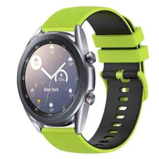 For Samsung Galaxy Watch3 41mm 20mm Checkered Two-Color Silicone Watch Band(Lime Green+Black)