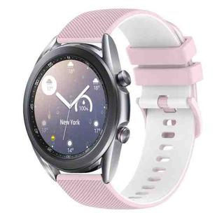 For Samsung Galaxy Watch3 41mm 20mm Checkered Two-Color Silicone Watch Band(Pink+White)