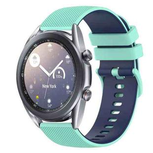 For Samsung Galaxy Watch3 41mm 20mm Checkered Two-Color Silicone Watch Band(Teal+Blue)