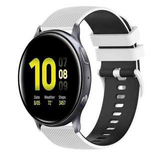 For Samsung Galaxy Watch Active2 40mm 20mm Checkered Two-Color Silicone Watch Band(White+Black)