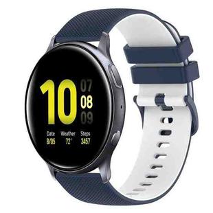 For Samsung Galaxy Watch Active2 40mm 20mm Checkered Two-Color Silicone Watch Band(Dark Blue+White)