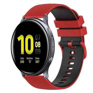 For Samsung Galaxy Watch Active2 40mm 20mm Checkered Two-Color Silicone Watch Band(Red+Black)