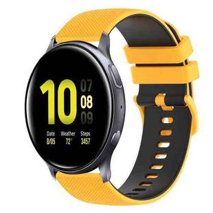 For Samsung Galaxy Watch Active2 40mm 20mm Checkered Two-Color Silicone Watch Band(Yellow+Black)