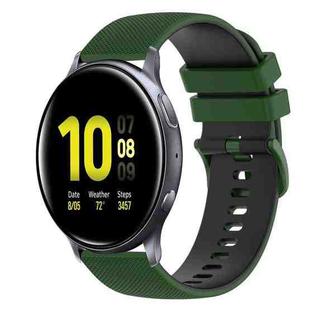 For Samsung Galaxy Watch Active2 40mm 20mm Checkered Two-Color Silicone Watch Band(Amy Green+Black)