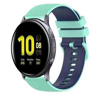 For Samsung Galaxy Watch Active2 40mm 20mm Checkered Two-Color Silicone Watch Band(Teal+Blue)