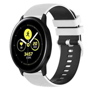 For Samsung Galaxy Watch Active2 44mm 20mm Checkered Two-Color Silicone Watch Band(White+Black)