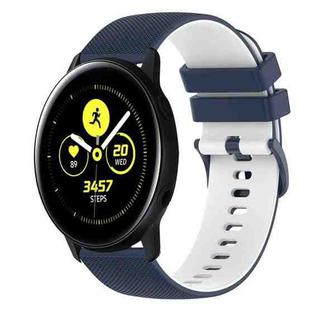 For Samsung Galaxy Watch Active2 44mm 20mm Checkered Two-Color Silicone Watch Band(Dark Blue+White)