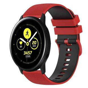 For Samsung Galaxy Watch Active2 44mm 20mm Checkered Two-Color Silicone Watch Band(Red+Black)