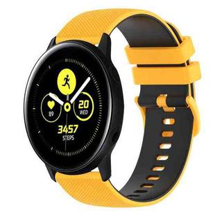 For Samsung Galaxy Watch Active2 44mm 20mm Checkered Two-Color Silicone Watch Band(Yellow+Black)