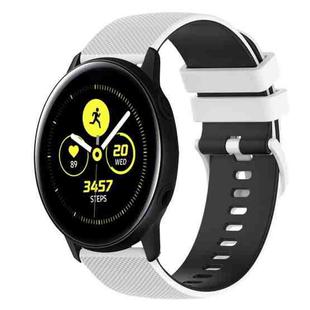 For Samsung Galaxy Watch Active 40mm 20mm Checkered Two-Color Silicone Watch Band(White+Black)