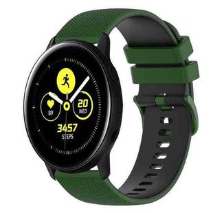 For Samsung Galaxy Watch Active 40mm 20mm Checkered Two-Color Silicone Watch Band(Amy Green+Black)