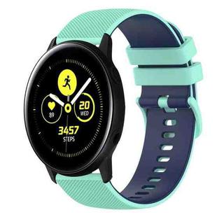 For Samsung Galaxy Watch Active 40mm 20mm Checkered Two-Color Silicone Watch Band(Teal+Blue)