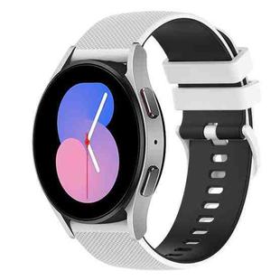 For Samsung Galaxy Watch 42mm 20mm Checkered Two-Color Silicone Watch Band(White+Black)