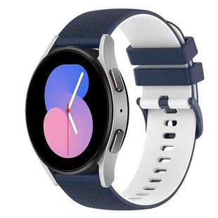 For Samsung Galaxy Watch 42mm 20mm Checkered Two-Color Silicone Watch Band(Dark Blue+White)