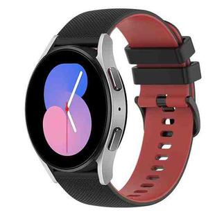 For Samsung Galaxy Watch 42mm 20mm Checkered Two-Color Silicone Watch Band(Black+Red)