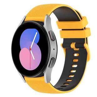 For Samsung Galaxy Watch 42mm 20mm Checkered Two-Color Silicone Watch Band(Yellow+Black)