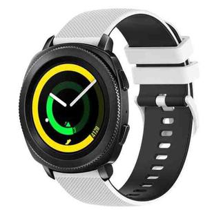 For Samsung Gear Sport 20mm Checkered Two-Color Silicone Watch Band(White+Black)
