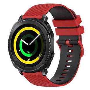 For Samsung Gear Sport 20mm Checkered Two-Color Silicone Watch Band(Red+Black)