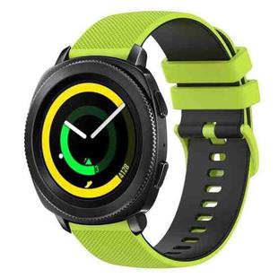 For Samsung Gear Sport 20mm Checkered Two-Color Silicone Watch Band(Lime Green+Black)