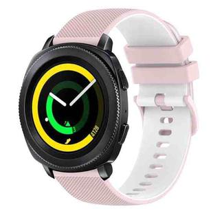 For Samsung Gear Sport 20mm Checkered Two-Color Silicone Watch Band(Pink+White)