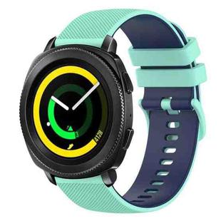 For Samsung Gear Sport 20mm Checkered Two-Color Silicone Watch Band(Teal+Blue)