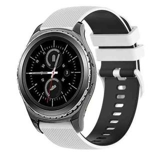 For Samsung Gear S2 Classic 20mm Checkered Two-Color Silicone Watch Band(White+Black)