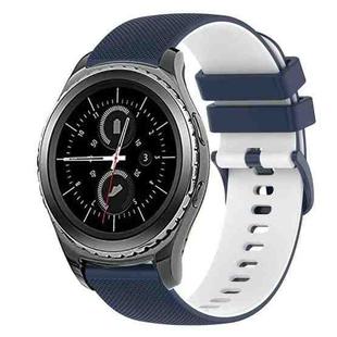 For Samsung Gear S2 Classic 20mm Checkered Two-Color Silicone Watch Band(Dark Blue+White)