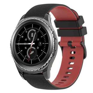 For Samsung Gear S2 Classic 20mm Checkered Two-Color Silicone Watch Band(Black+Red)