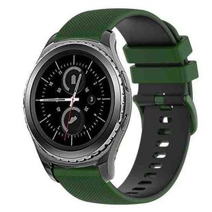 For Samsung Gear S2 Classic 20mm Checkered Two-Color Silicone Watch Band(Amy Green+Black)