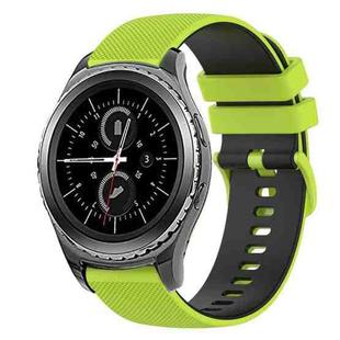 For Samsung Gear S2 Classic 20mm Checkered Two-Color Silicone Watch Band(Lime Green+Black)