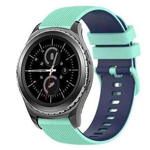 For Samsung Gear S2 Classic 20mm Checkered Two-Color Silicone Watch Band(Teal+Blue)