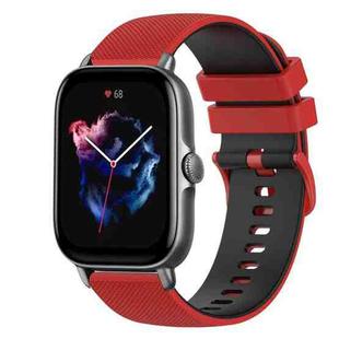 For Amazfit GTS 3 20mm Checkered Two-Color Silicone Watch Band(Red+Black)