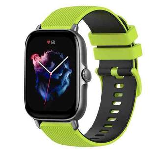 For Amazfit GTS 3 20mm Checkered Two-Color Silicone Watch Band(Lime Green+Black)