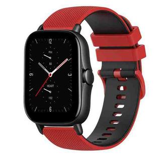 For Amazfit GTS 2E 20mm Checkered Two-Color Silicone Watch Band(Red+Black)