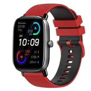 For Amazfit GTS 2 Mini 20mm Checkered Two-Color Silicone Watch Band(Red+Black)